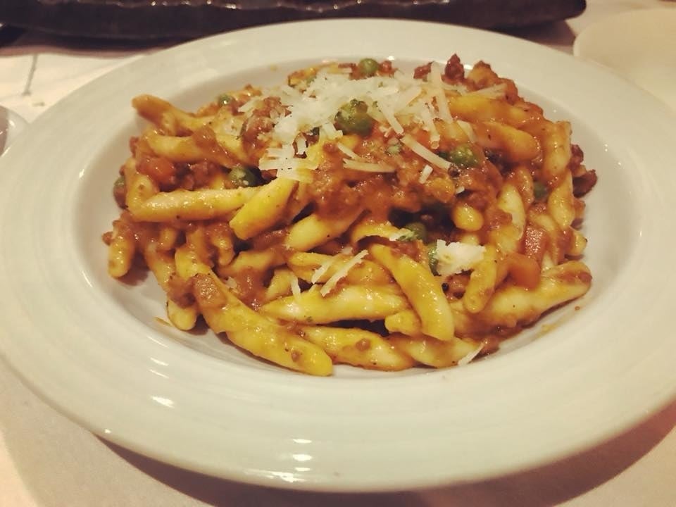 Another standout from the dinner menu is the Strozzapreti. The elongated cavatelli, or hand-rolled pasta, has chewy texture. The pasta is prepared with tender Australian wagyu, rich Bolognese sauce, and English peas.