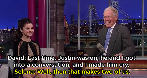 And when she shaded him on Letterman: