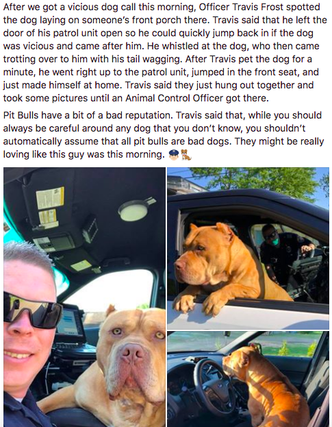 A couple days ago, a police officer in Texarkana, Texas, responded to a call about a "vicious" dog running loose in a neighborhood.