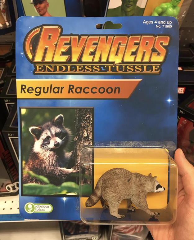 Next we have Regular Raccoon. Why have an anthropomorphic, gun-wielding animal when you can have a trash-eating one?