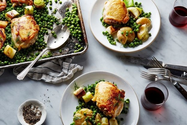 Nigella Lawson’s Chicken and Pea Traybake