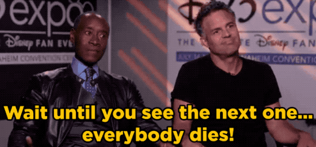 Yup, right around the :40 second mark, Ruffalo super casually drops this spoiler bomb...