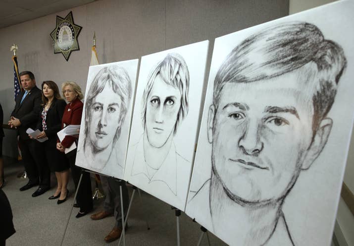 A series of police sketches of the the Golden State Killer, as seen in June 2016.