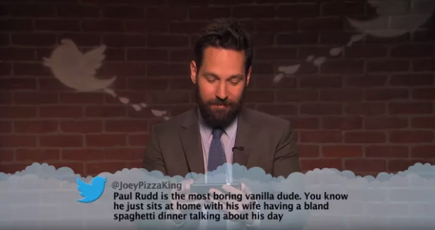 As I'm sure you already know, Mean Tweets is a segment of Jimmy Kimmel's talk show where he gets his celebrity guests to read out mean tweets about themselves.