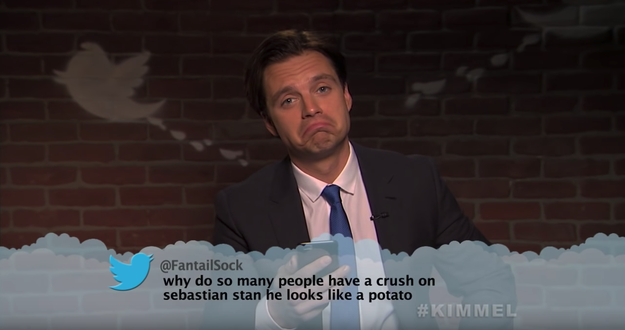 Here's Sebastian Stan, aka Bucky Barnes, finding out that he looks like a potato.