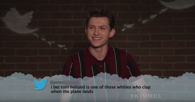 Here's Tom Holland, aka Spider-Man, who is so sweet that he probably DOES clap when the plane lands, TBH.