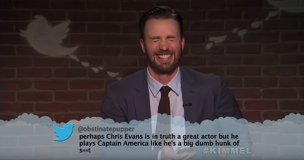 And here's Chris Evans, aka Captain America, reading a particularly mean review of Avengers: Infinity War.