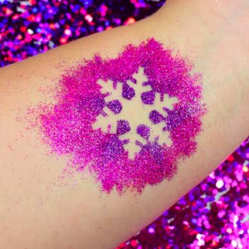 glittery eyeshadow swatched on forearm using the primer
