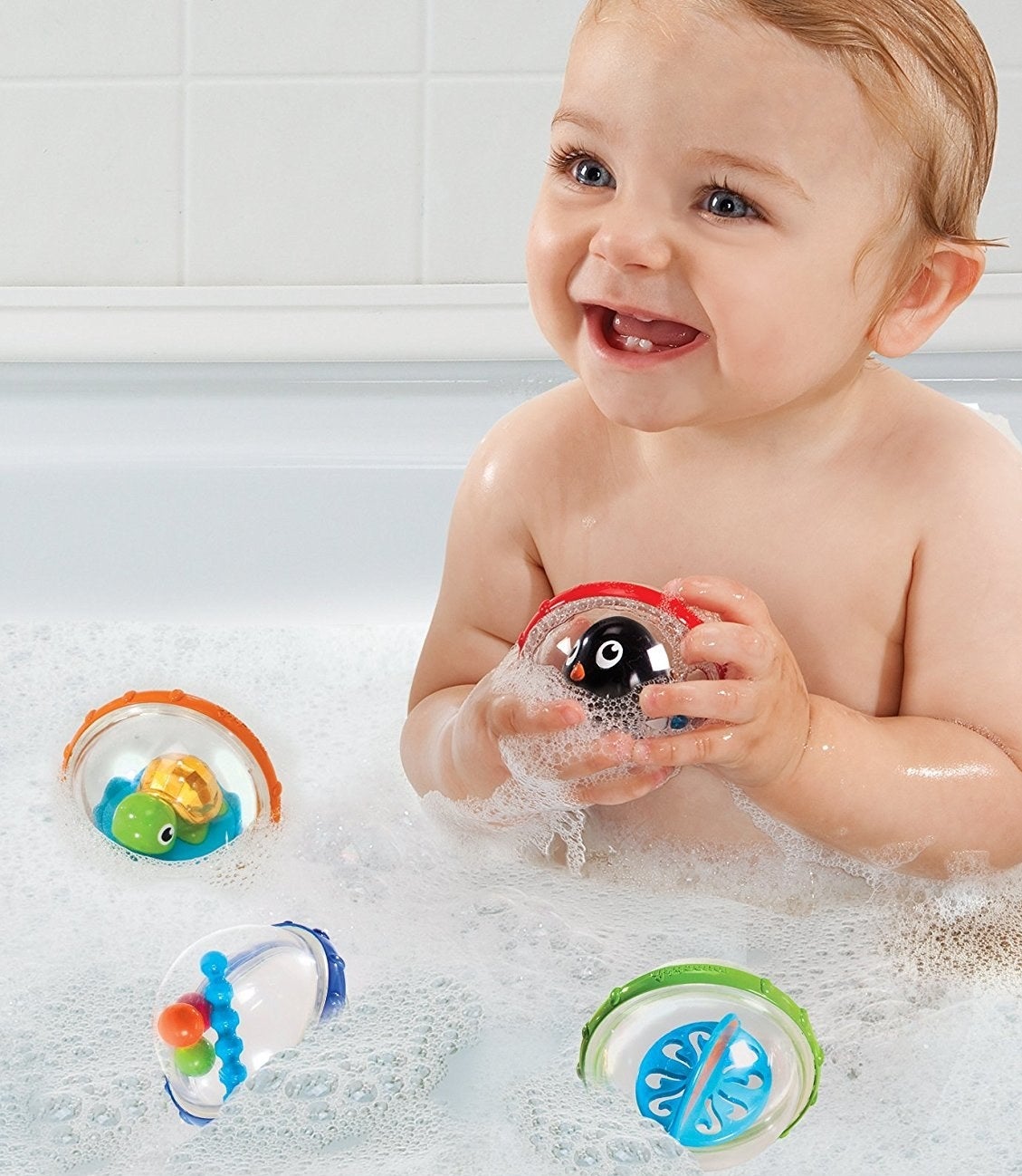 Promising review: "These are the best bath toys ever! Very good quality, and super cute! The best feature about these is that they won’t create mold like the plastic ones with holes on them. We only get bath toys that are mold resistant for our baby." —BabyLoveAges: 3 months +Price: $10.42 (pack of four)