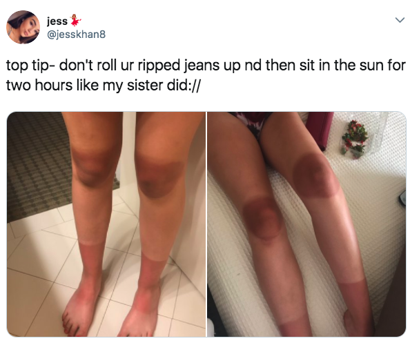 tan ripped jeans