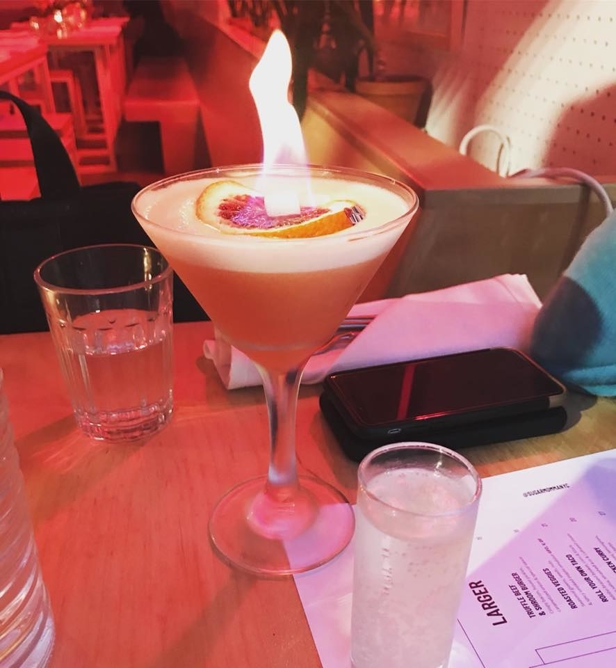 The Momma's Martini is quite an attraction - it is literally lit! The sweet concoction of Absolut Vanilla vodka and passion fruit puree is perfectly paired with prosecco.