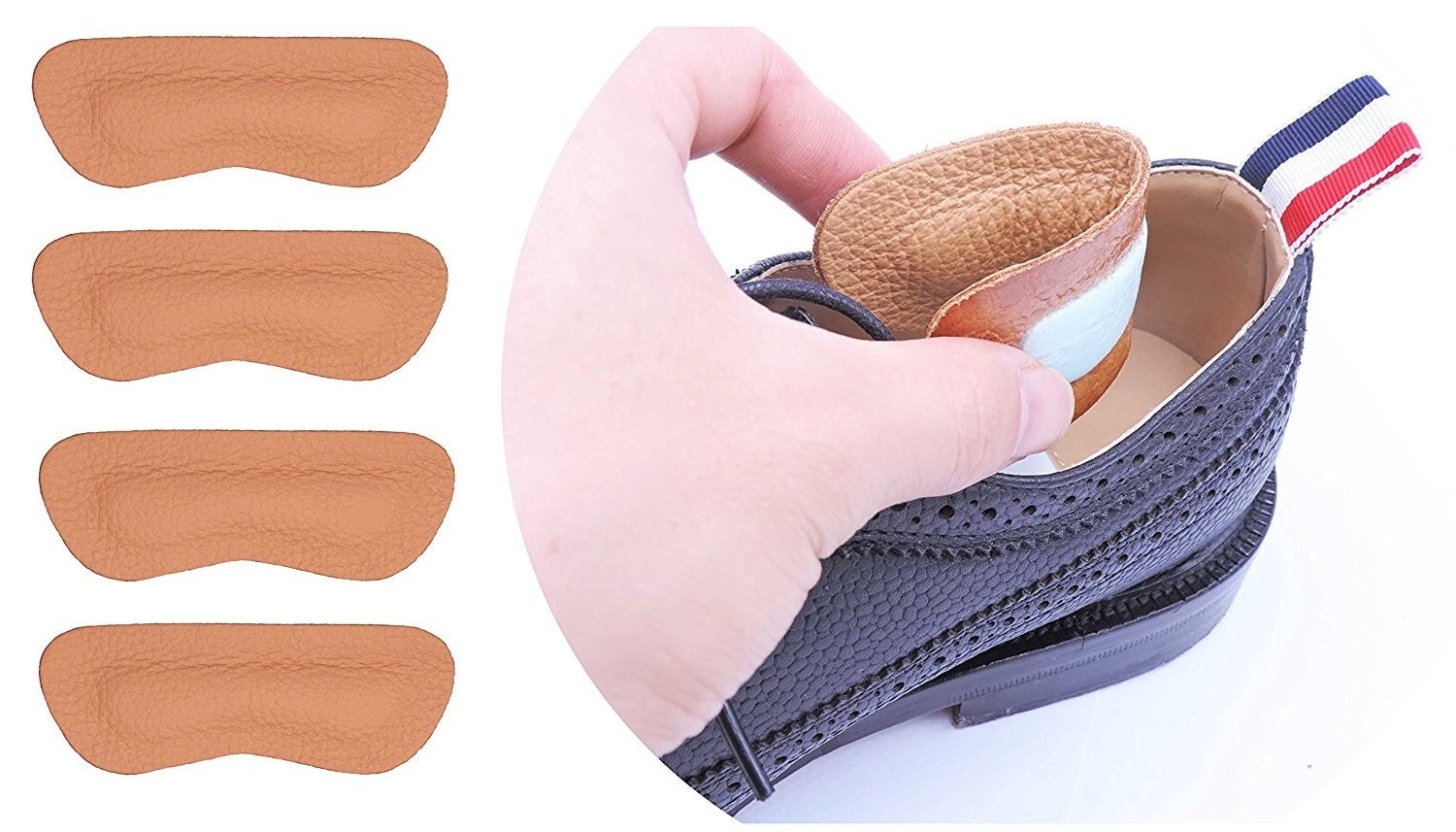 heel protector being put into heel of a shoe