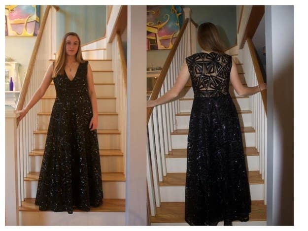 open lace back dress Blue Turkey Feather Long Train Mermaid Iridescent Sequin Prom Dress