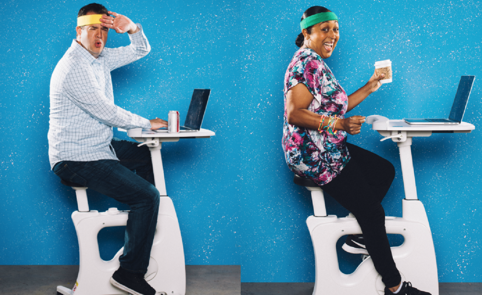 Standing desk store with bike