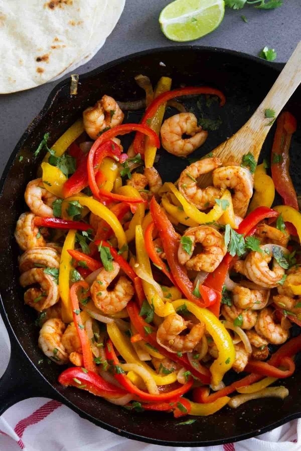 Skillet Shrimp Fajitas