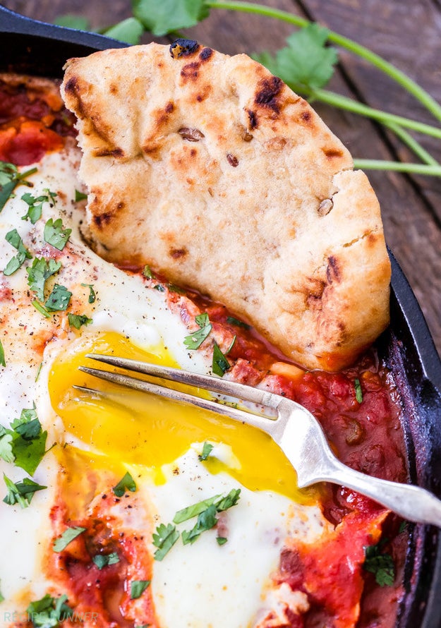 Moroccan Baked Eggs with Chickpeas