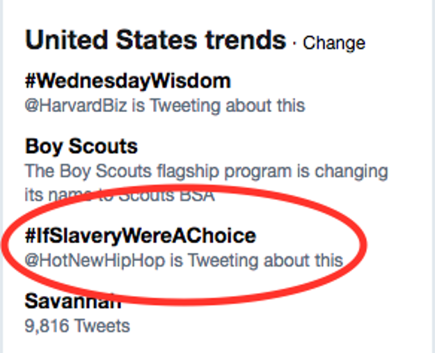 But by this point Twitter users had already turned Kanye's statement into an epic hashtag, #IfSlaveryWereAChoice.