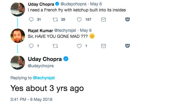 15 Hilarious Uday Chopra Tweets That Prove He Is His Own Biggest Troll Reading random twitter conversations is one of my favourite things to do, but this one between ayushmann khurrana and uday chopra is just… well… 15 hilarious uday chopra tweets that