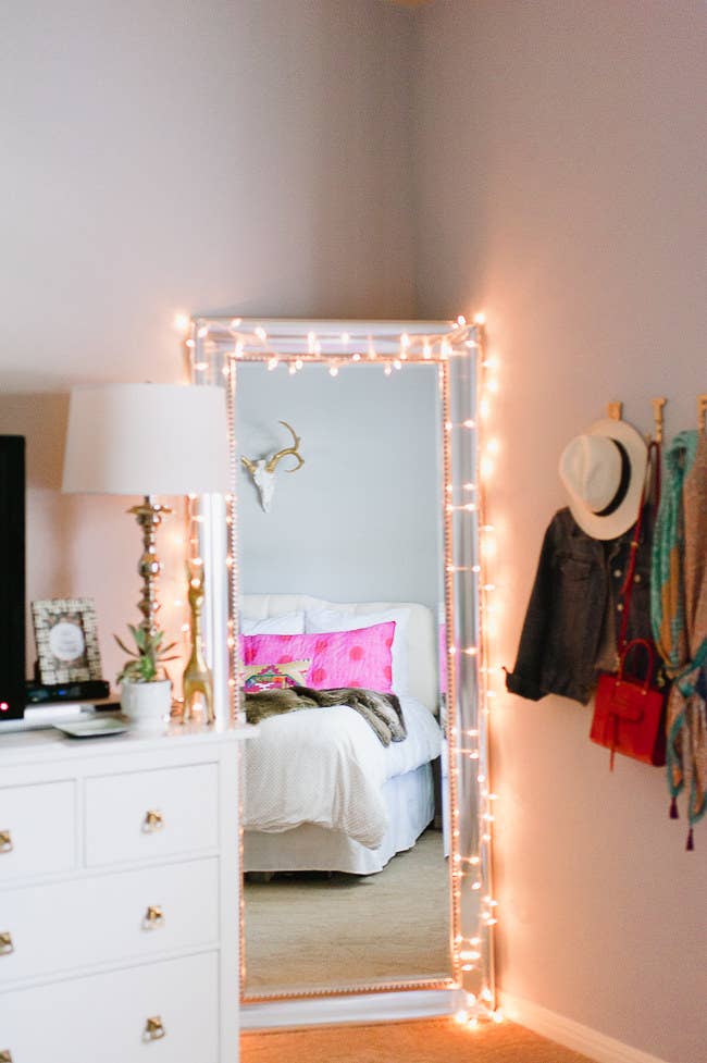 17 Ways To Decorate Every Corner Of, Mirrors With Lights Around Them