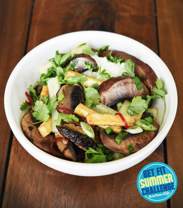 Spicy Roasted Tofu and Portobello Mushroom Bowl