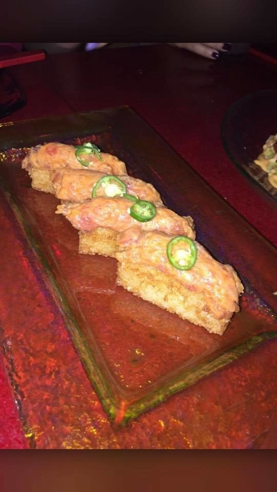 The Spicy Tuna Crispy Rice is another must-order item. On top of fried, crispy rice is a generous portion of spicy tuna with serrano pepper with that extra kick of spiciness.