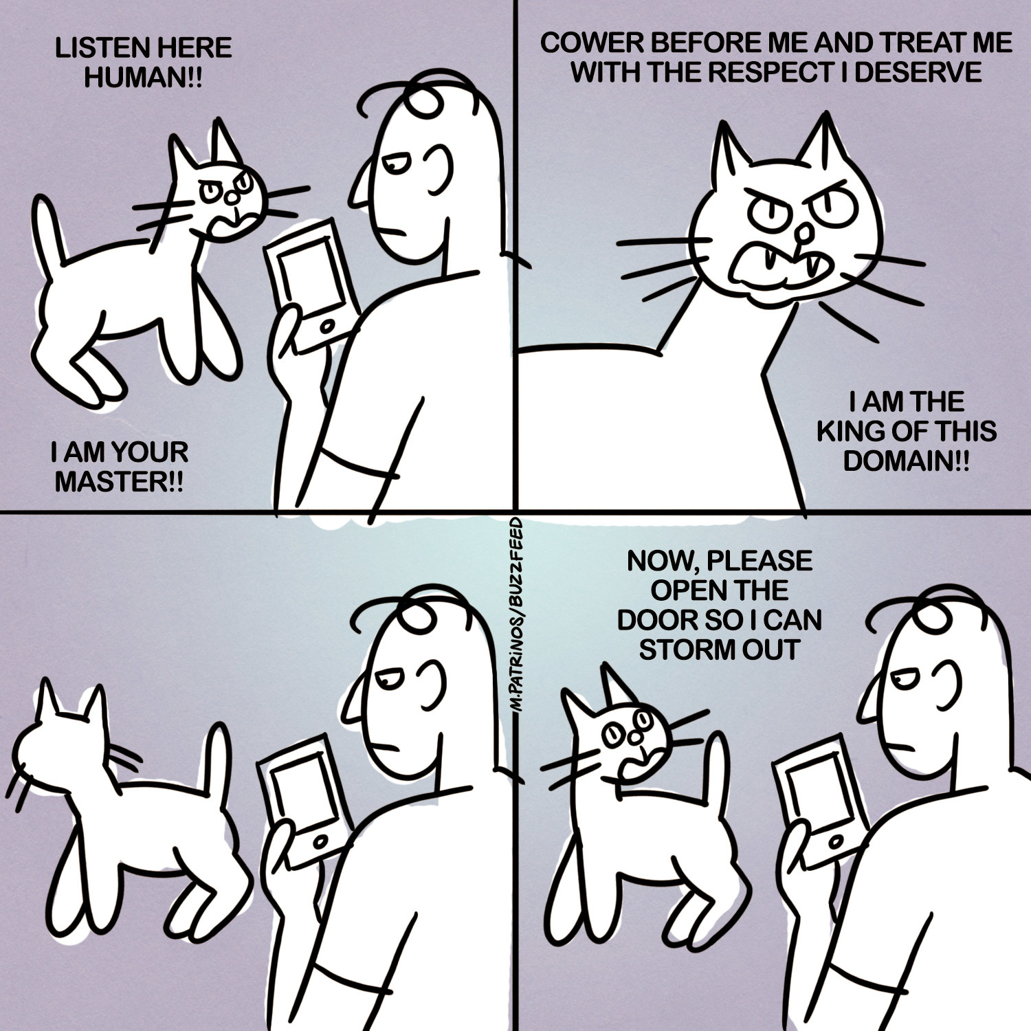 cartoon about cat being mean to a human
