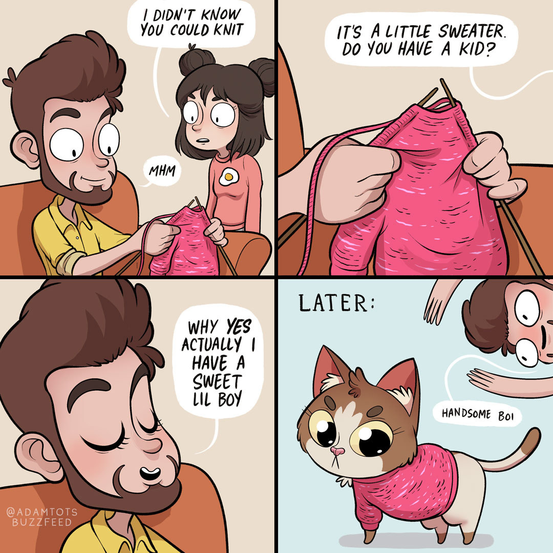 cartoon about cat wearing a sweater