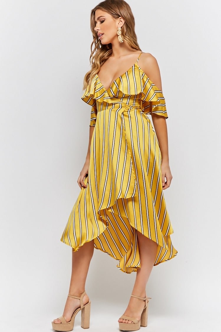 Maybe when you spin in the dress, it'll shoot rays of sunshine just like Katniss's shot flames in Hunger Games.Get it from Forever 21 for $45 (available in sizes S-L).