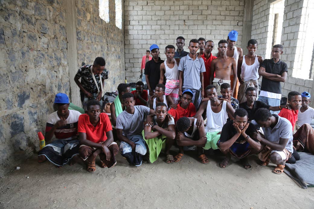 Somali refugees who survived an attack on a boat off Yemen's coast in the Red Sea.