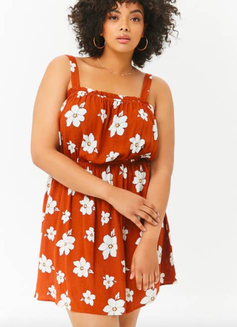 open lace back dress Forever 21 Orange Floral Print Fitted Ruched Mini Dress NWT- Size M  The  Saved Collection
