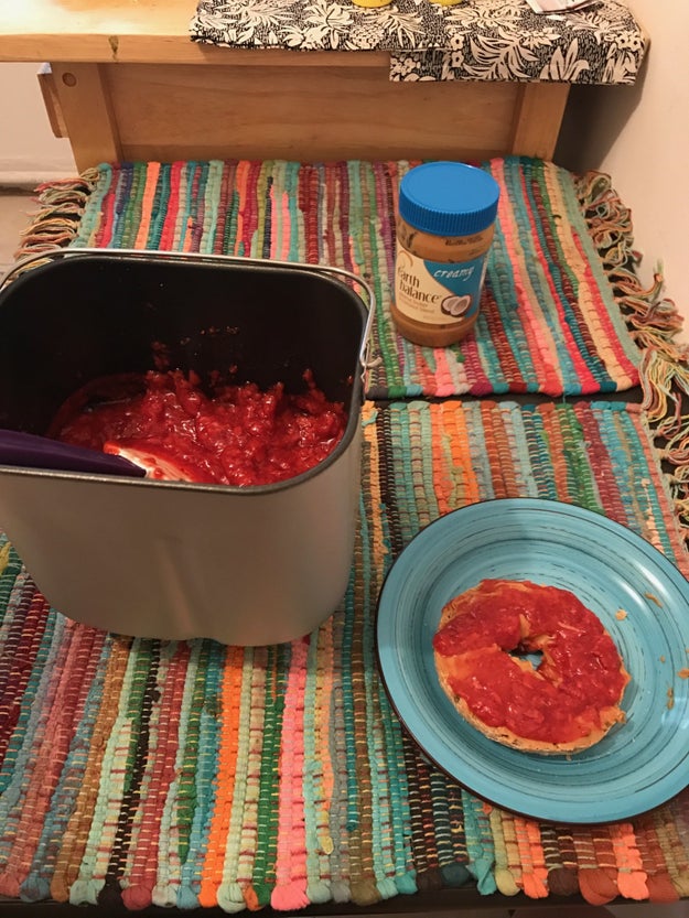 Since the bread maker came into my life, I haven't had to buy any overpriced bread — and now I don't have to buy jam for the next three months either, because this glorious machine does everything (!).