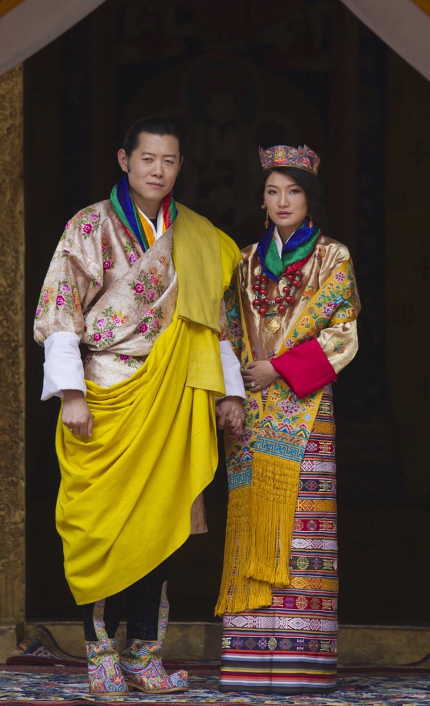 The traditional kira worn by Jetsun Pema on the day of her wedding to Bhutan's King Jigme Khesar in 2010 took three years to make.