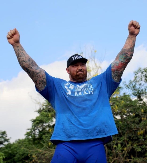 The event's Facebook page shared a photo of Björnsson celebrating his triumph.