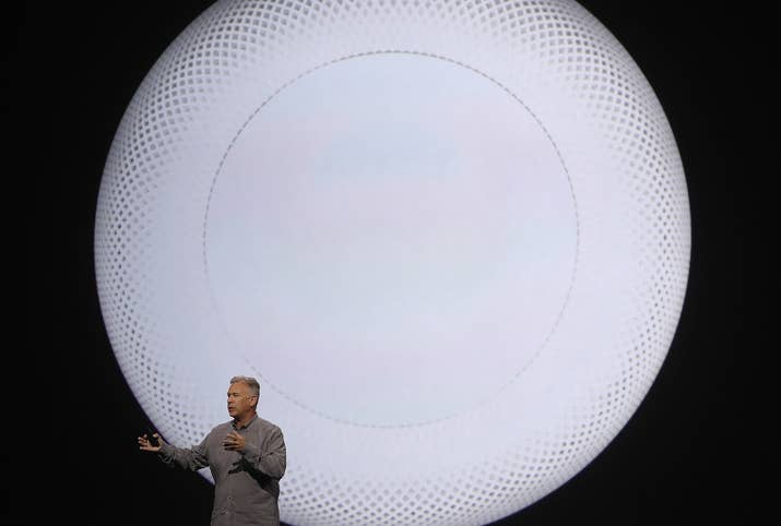 Apple&#x27;s Senior VP of Worldwide Marketing Phil Schiller announces the HomePod in June 2017.