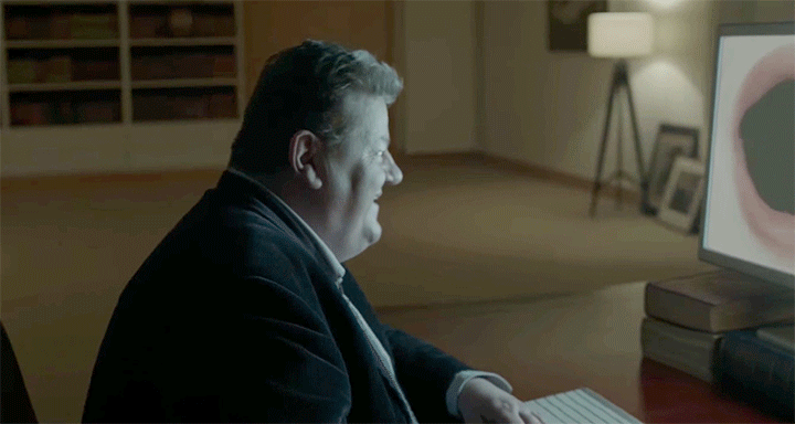 A scene from the music video for Kate Bush's Deeper Understanding.
