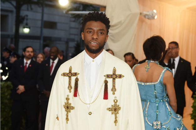 And Black Panther star Chadwick Boseman was wearing some gold crucifixes.