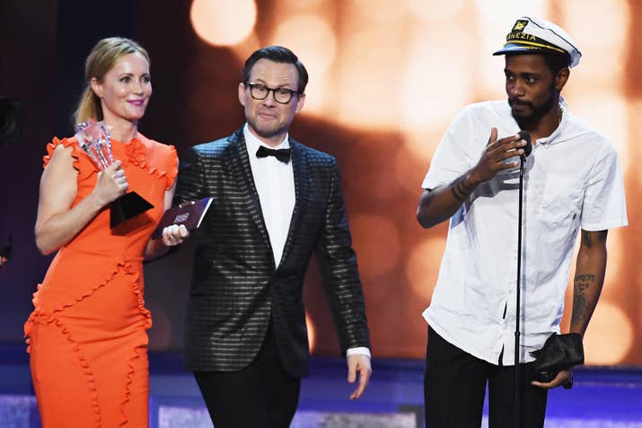 Stanfield accepting the Best Comedy Series award for Silicon Valley at the Critics&#x27; Choice Awards, 2016.