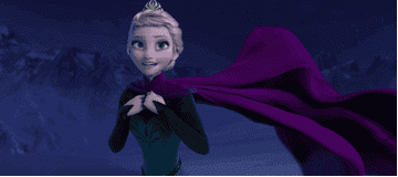 Gif of Elsa from Frozen singing Let It Go
