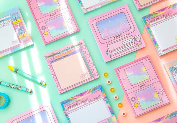 notepads that look like pastel computer and nintendo DS screens 