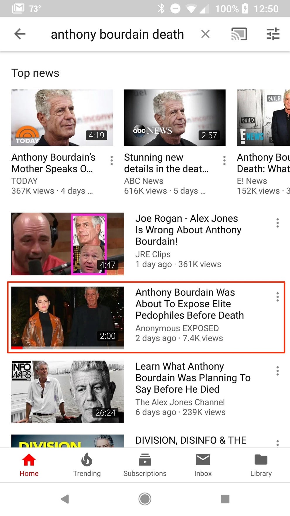 YouTube Is Spreading Conspiracy Theories about Anthony Bourdain's Death