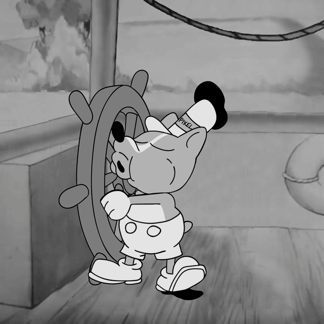 Pixel replaced the OG Mickey for his first appearance in Steamboat Willie!