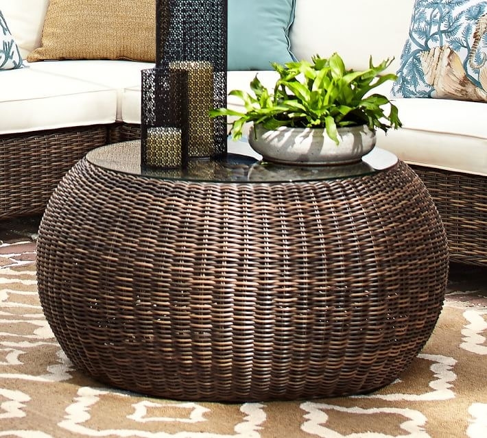 the brown wicker table