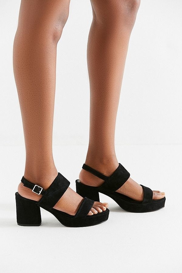 black 2 inch heel sandals