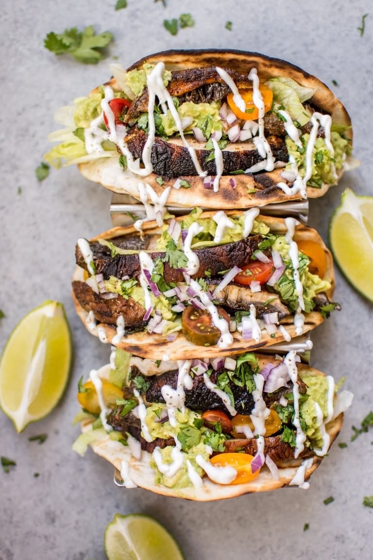 These vegetarian grilled portobello mushroom tacos are satisfying, healthy, TASTY, and make the perfect summer meal. You can find the full recipe here: https://www.saltandlavender.com/grilled-portobello-mushroom-tacos/
