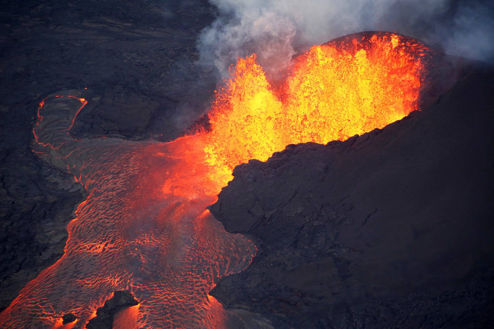 Lava has spurted as high as 270 feet from fissures like this one.