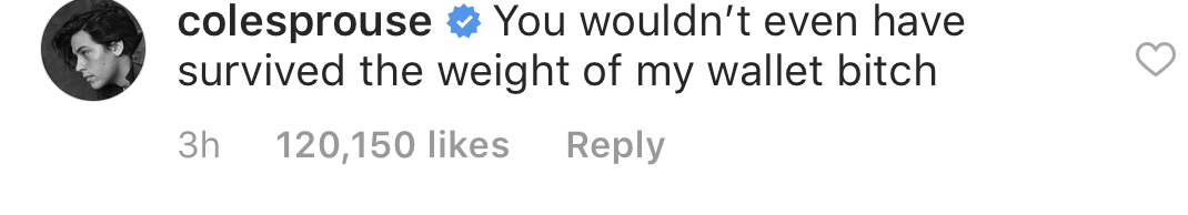 If you don't get it, Cole is alluding to the fact that he was earning the big bucks from his acting career when he was 17, whereas KJ was relatively unknown at that age.