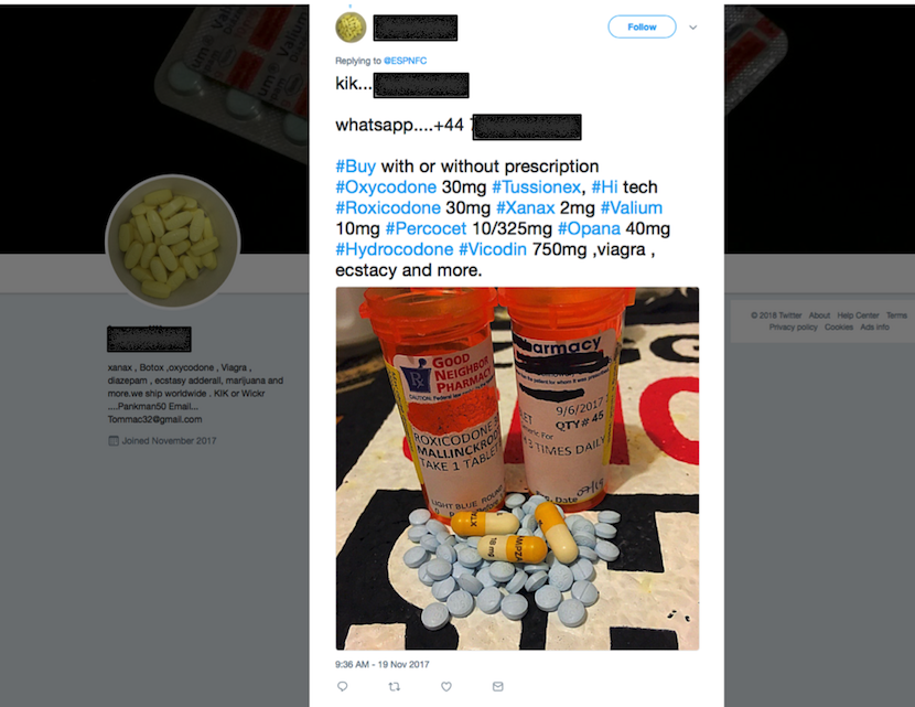 Drugs sold on dark web