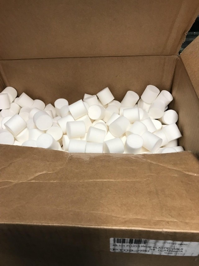 Packing peanuts in a large box