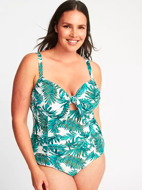 XL Blue design Printed One Piece Swimdress Swimwear Bathing Suit Plus Size
