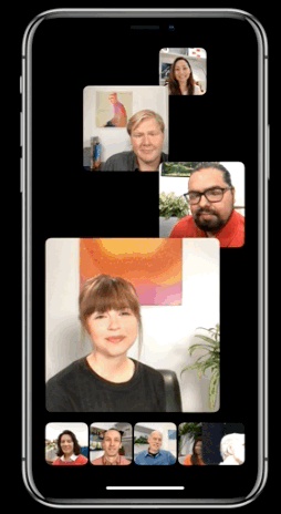 FaceTimeでグループチャットができるようになりました。最大32人まで!話してる人が大きく表示されるようになってます。ちょっと楽しそう。
